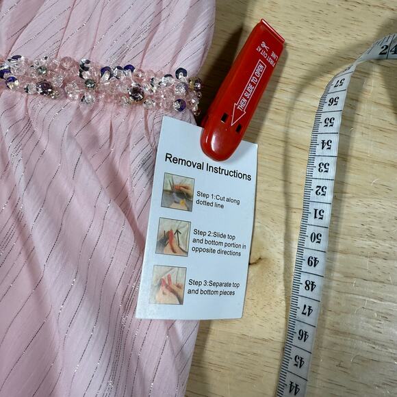 Mac Duggal NWT Beaded Ruffle High Low Gown Ice Pink Size 8 Jeweled Chiffon - Picture 9 of 10